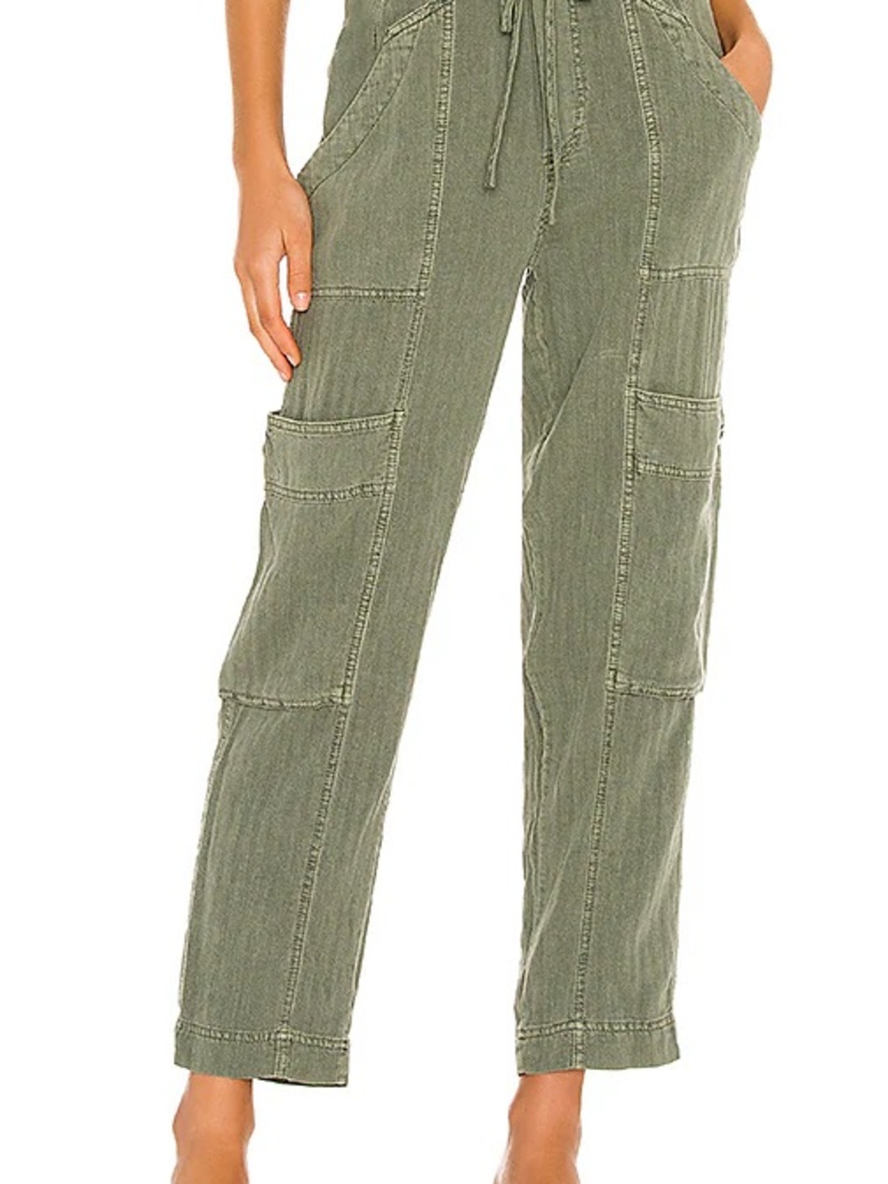 Free People Utility Cargo Drawstring Pants - Olive Green